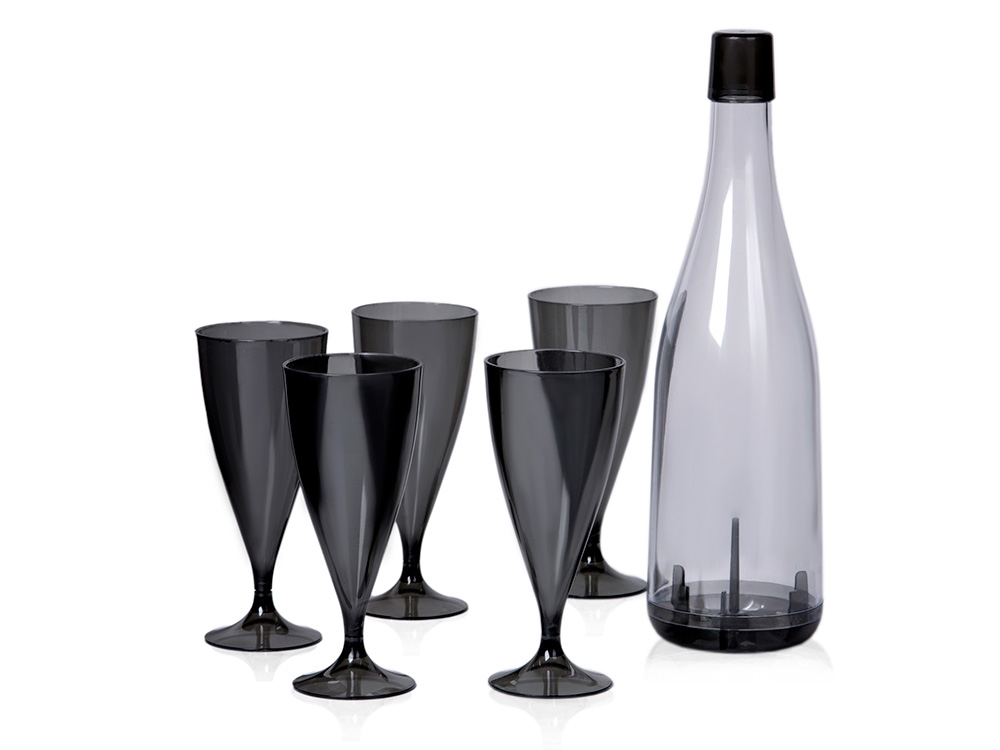 Набор пластиковых бокалов для напитков «Party», серый, прозрачный