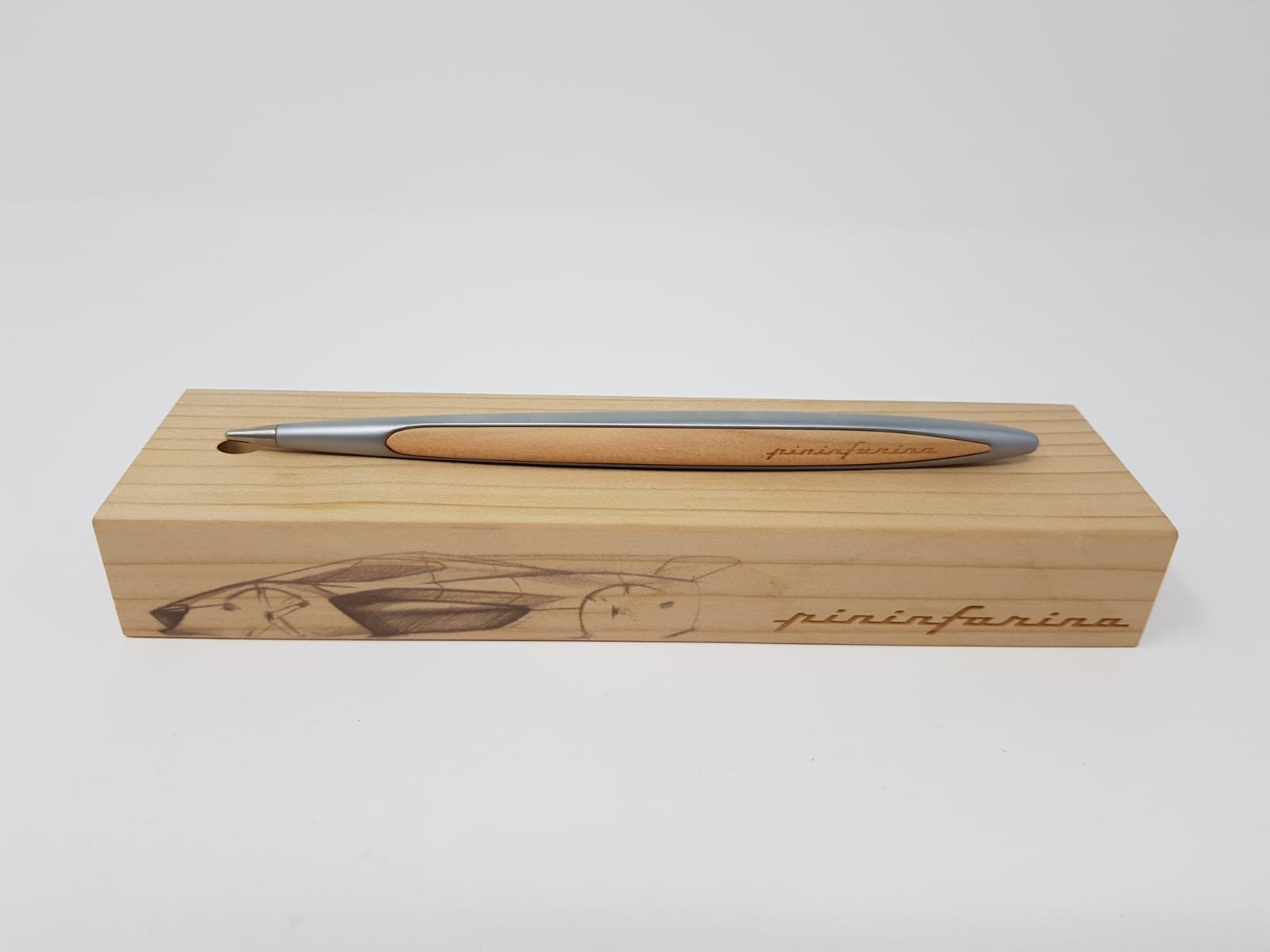 Вечная ручка Pininfarina Cambiano CEDARWOOD с принтом H2 SPEED, серебристый, алюминий, дерево кедр