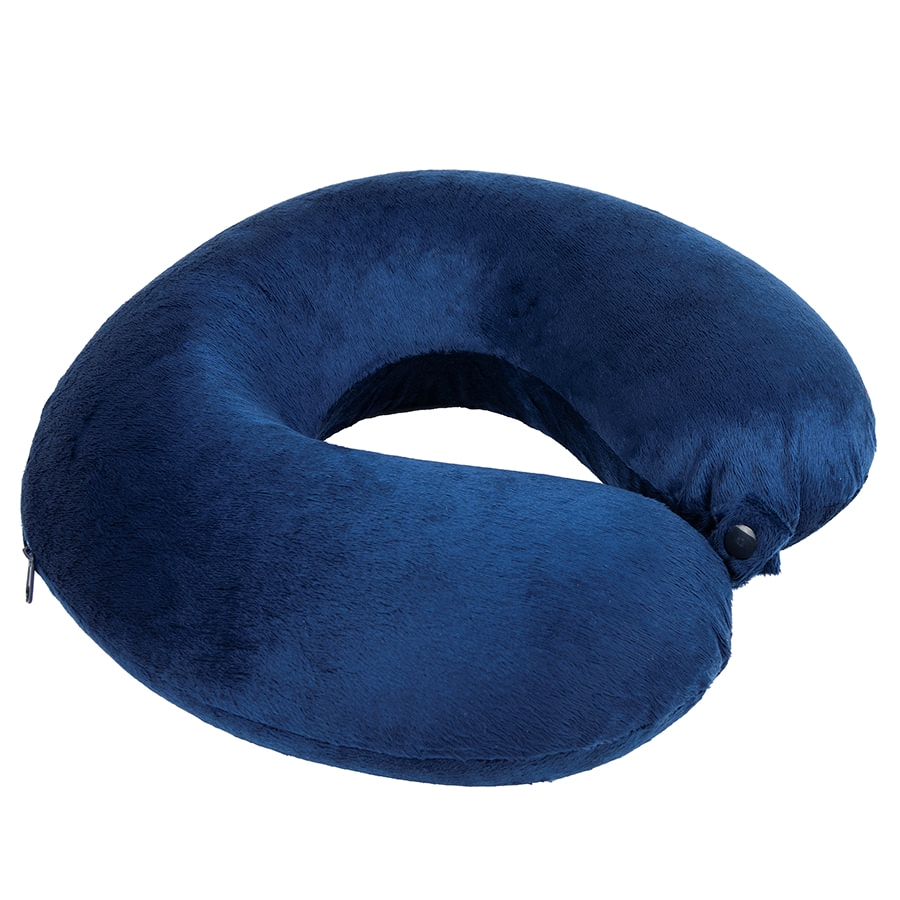 Подушка дорожная  "SOFT"; memory foam, микрофибра синий, синий, микроволокно