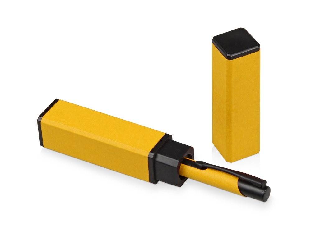 Футляр для ручки «Quattro», черный, желтый, пластик, алюминий
