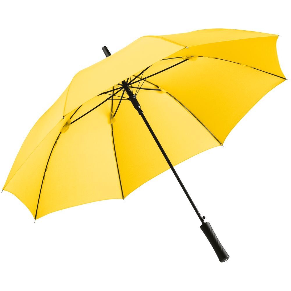 Зонт-трость Lanzer, желтый, желтый, купол - эпонж; ручка - пластик; стеклопластик, оцинкованная сталь