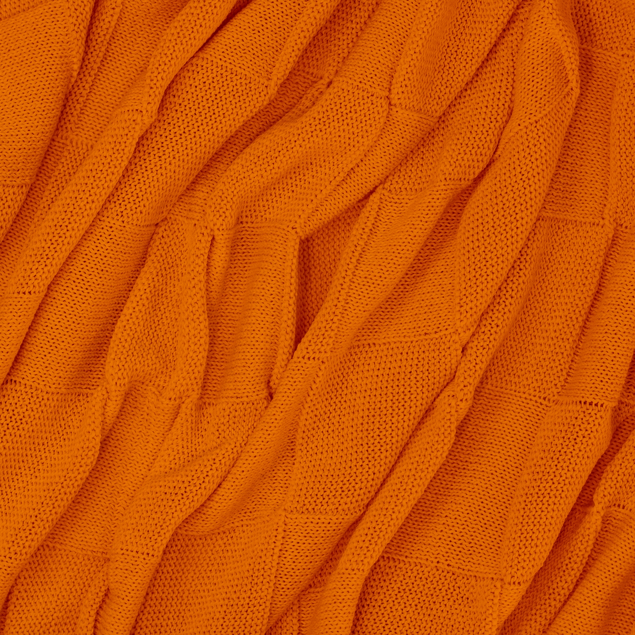 Плед Cella вязаный, оранжевый (без подарочной коробки), оранжевый