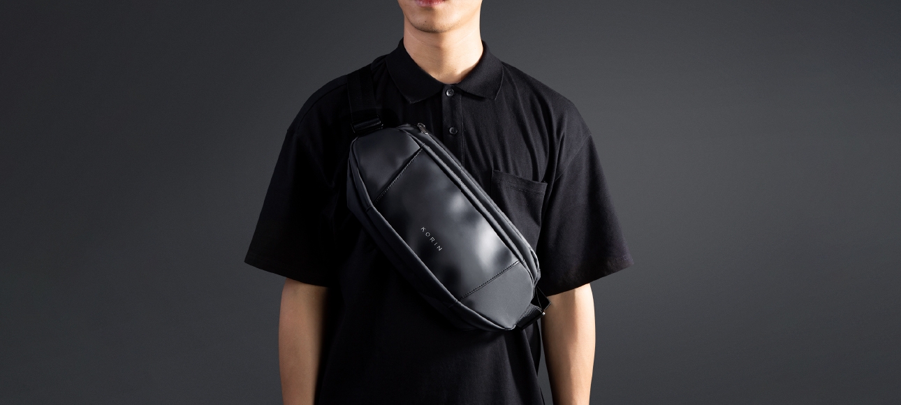 Наплечная сумка FlipSling 32х16х10 см, черная, черный, полиэстер