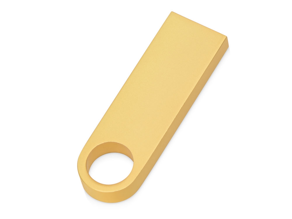 USB 2.0- флешка на 16 Гб с мини чипом, компактный дизайн с круглым отверстием, желтый, металл