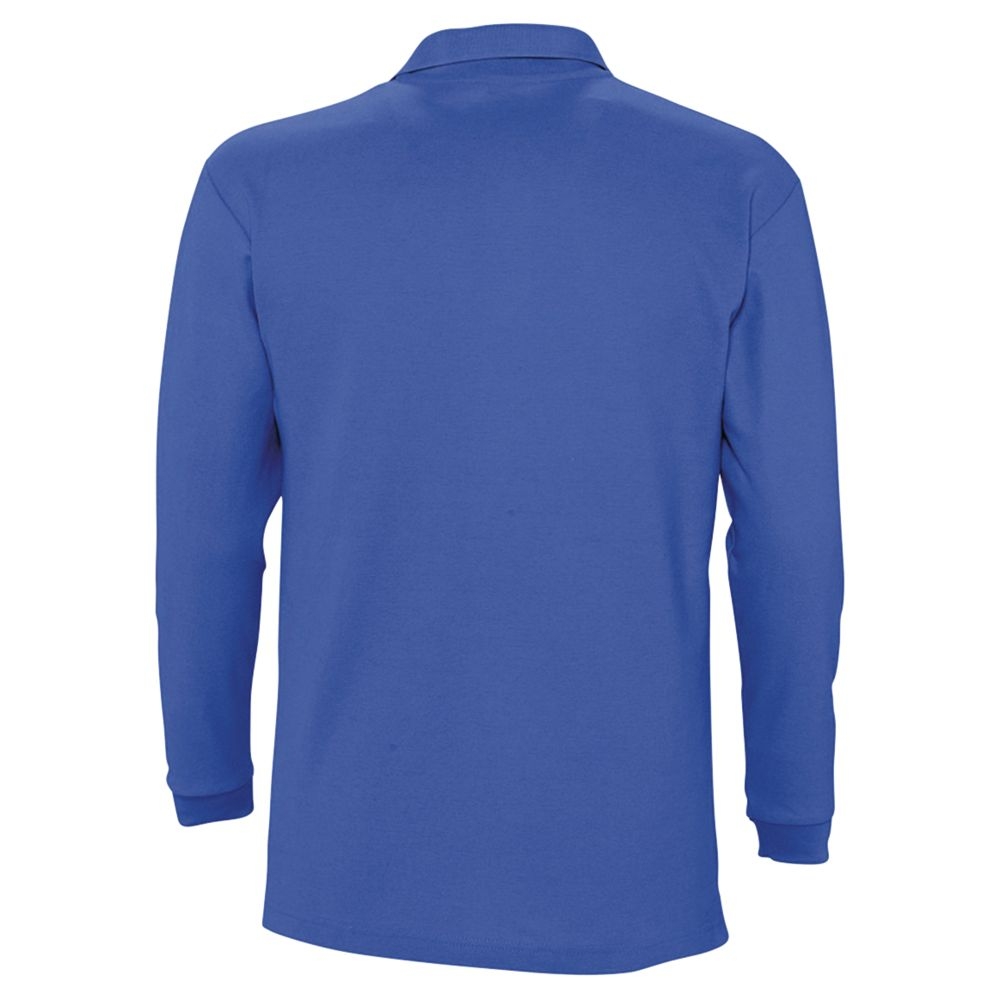 Рубашка поло мужская с длинным рукавом Winter II 210 ярко-синяя, синий, хлопок