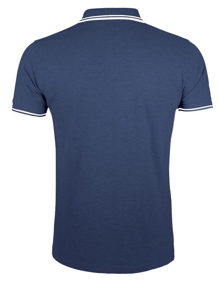 Рубашка поло мужская Pasadena Men 200 с контрастной отделкой, темно-синяя с белым, синий, белый, хлопок