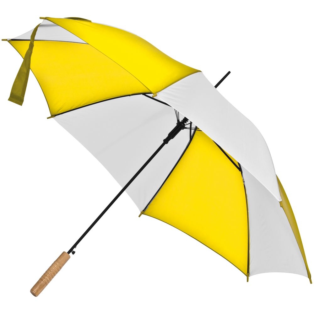 Зонт-трость Milkshake, белый с желтым, белый, желтый, полиэстер
