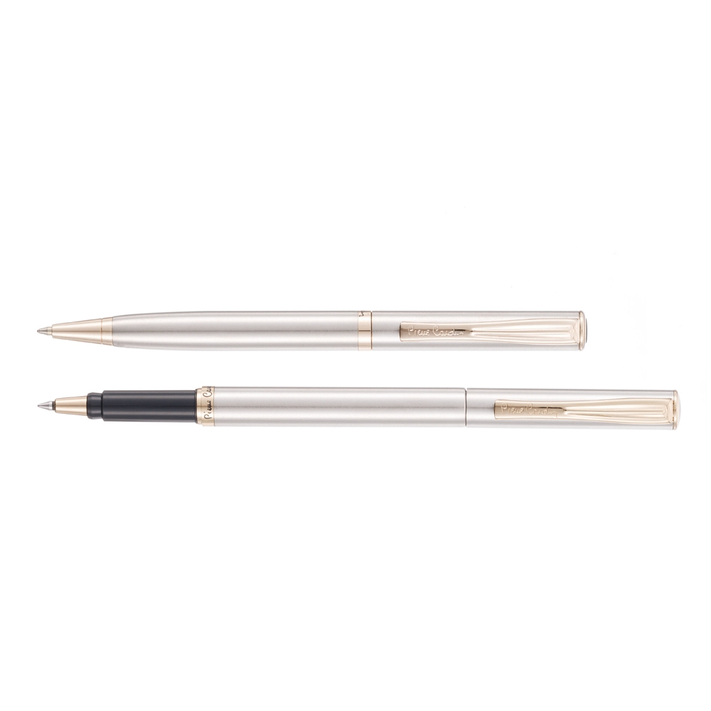 Набор Pierre Cardin PEN&PEN: ручка шариковая + роллер. Цвет - стальной. Упаковка Е или E-1, серебристый