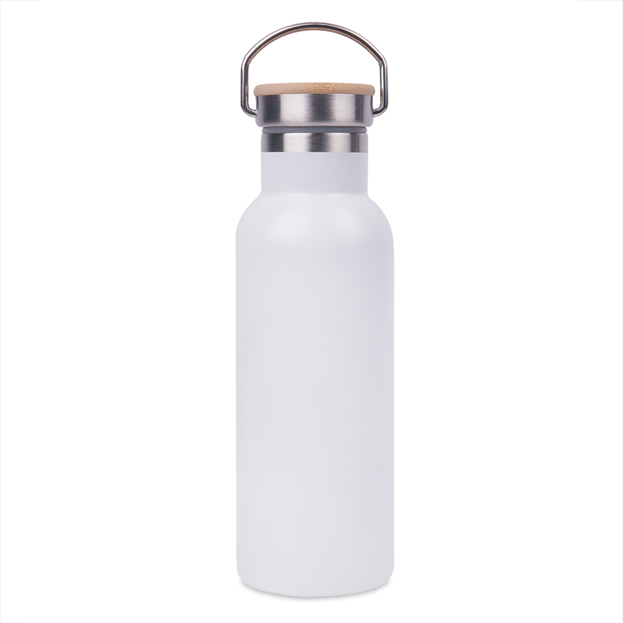 Бутылка для воды DISTILLER, 500мл. белый, нержавеющая сталь, бамбук, белый, нержавеющая сталь, бамбук