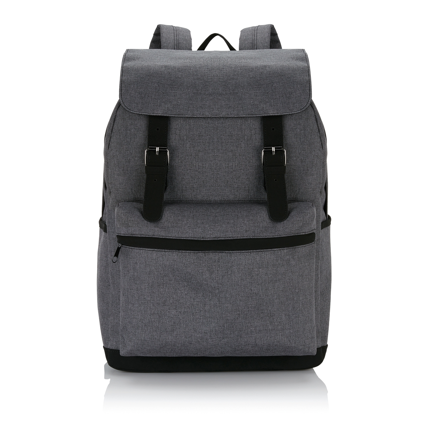 Стильный рюкзак для ноутбука с застежками на кнопках, серый, полиэстер; полиэстер