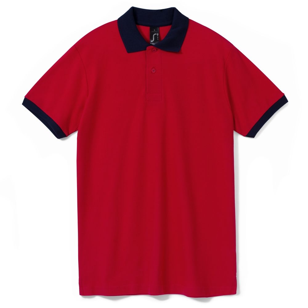 Рубашка поло Prince 190, красная с темно-синим, красный, хлопок