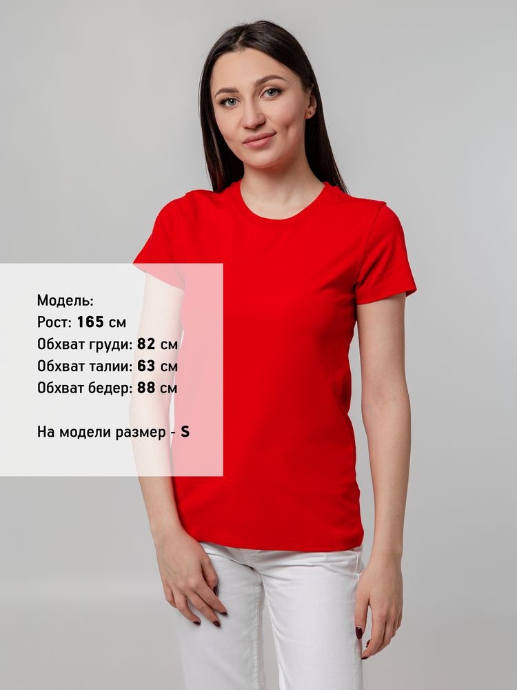 Футболка женская T-bolka Stretch Lady, красная, красный, хлопок 95%; эластан 5%, плотность 190 г/м²