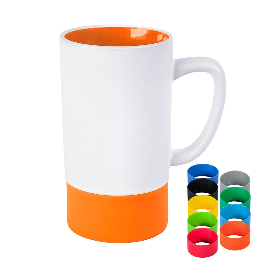 Кружка FUN2, белый с оранжевым, 470 мл, керамика, белый, оранжевый, керамика