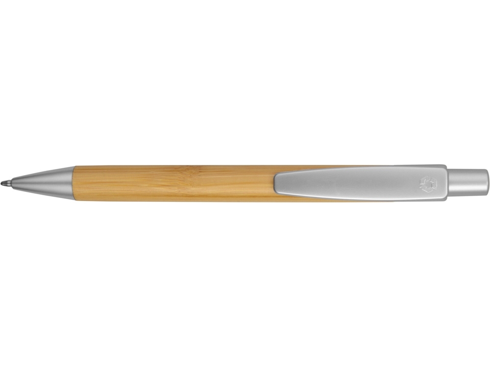 Ручка шариковая «Borneo», коричневый, серебристый, пластик, бамбук