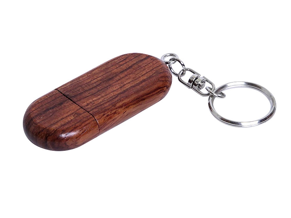 USB 2.0- флешка на 8 Гб овальной формы и колпачком с магнитом, коричневый, дерево