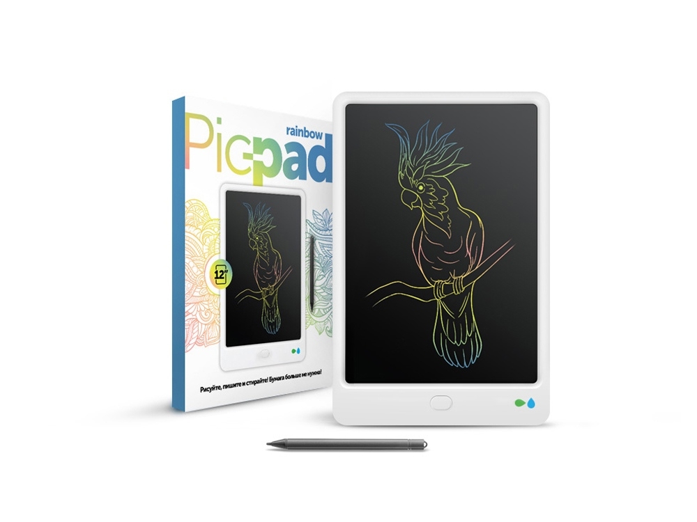 Планшет для рисования «Pic-Pad Rainbow» с ЖК экраном, черный, белый, пластик