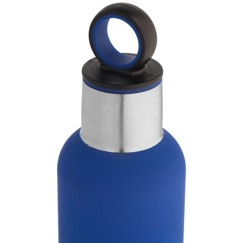 Термобутылка Sherp, синяя, синий, крышка - пластик; корпус - металл; покрытие софт-тач