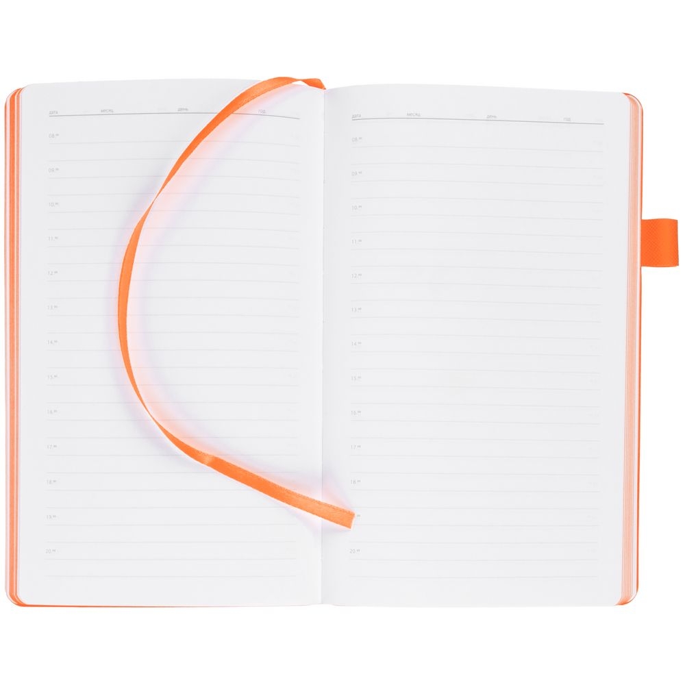 Ежедневник White Shall, недатированный, белый с оранжевым, белый, оранжевый, искусственная кожа; покрытие софт-тач