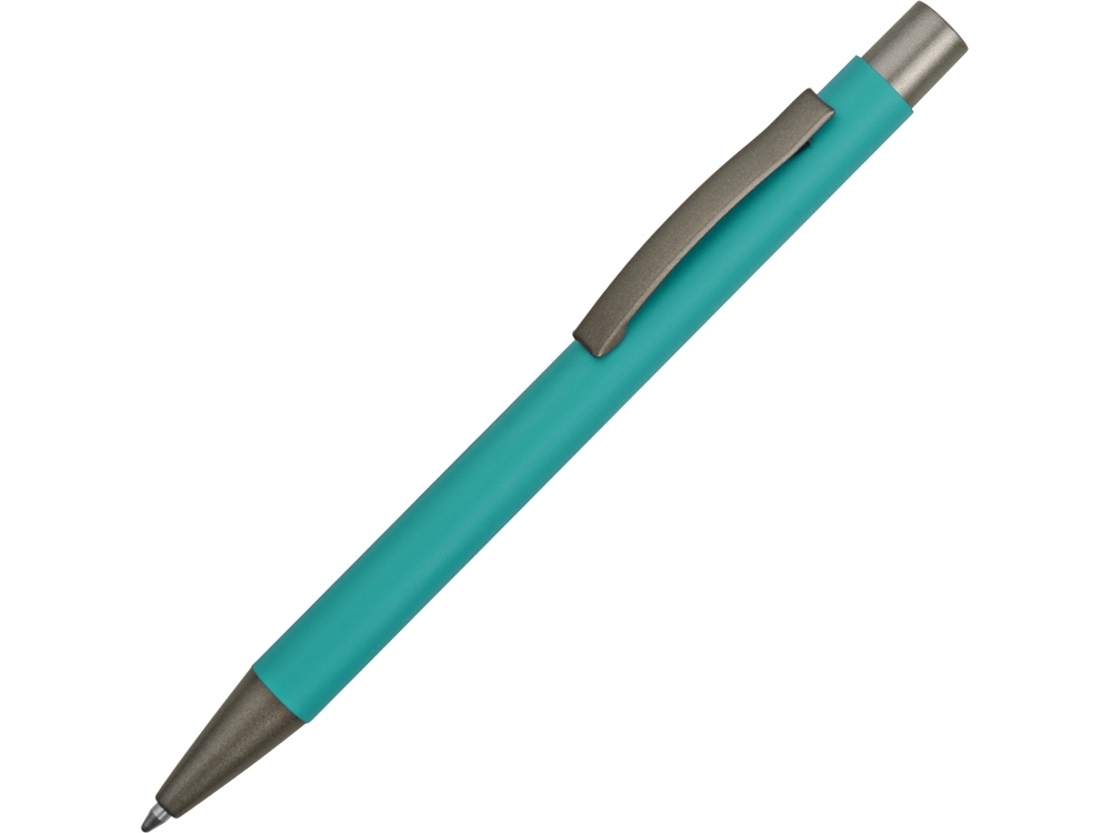 Ручка металлическая soft-touch шариковая «Tender», серый, бирюзовый, soft touch