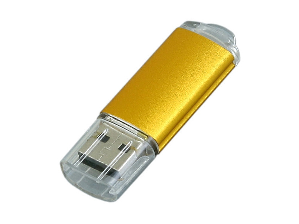 USB 2.0- флешка на 64 Гб с прозрачным колпачком, желтый, металл