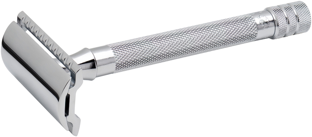 Станок Т- образный для бритья MERKUR хромированный, длинная ручка, лезвие в комплекте (1 шт), металл