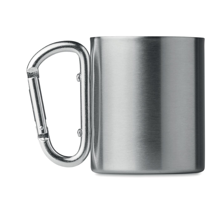 Кружка металлическая с карабино, тускло-серебряный, нержавеющая сталь