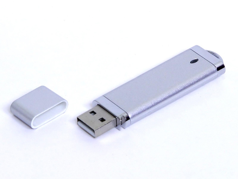 USB 3.0- флешка промо на 64 Гб прямоугольной классической формы, серебристый, пластик