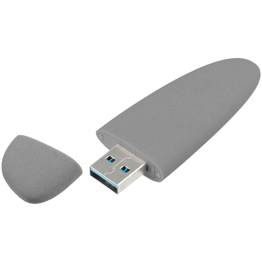 Флешка Pebble, серая, USB 3.0, 16 Гб, серый, пластик, покрытие, имитирующее камень