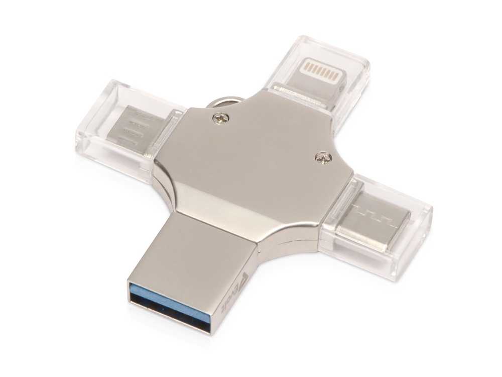 USB-флешка 3.0 на 32 Гб 4-в-1 «Ultra», серебристый, металл