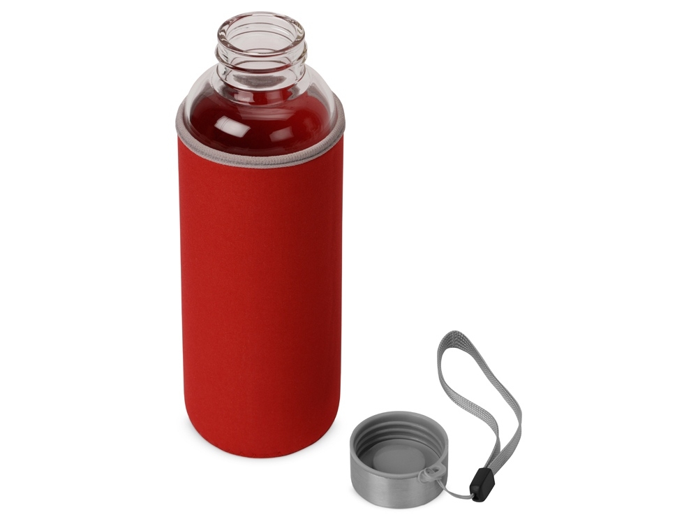 Бутылка для воды «Pure» c чехлом, красный, прозрачный, неопрен