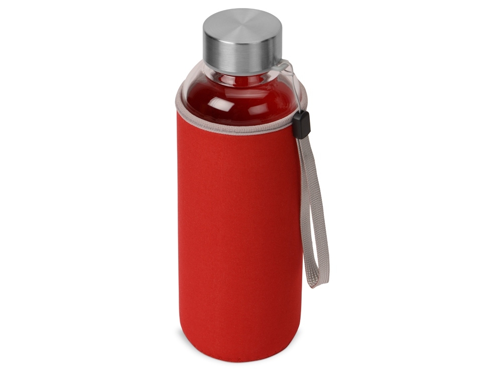 Бутылка для воды «Pure» c чехлом, красный, прозрачный, неопрен