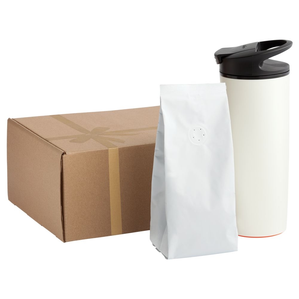 Кофе в зернах, в белой упаковке, белый, алюминиевая фольга; полиэтилен