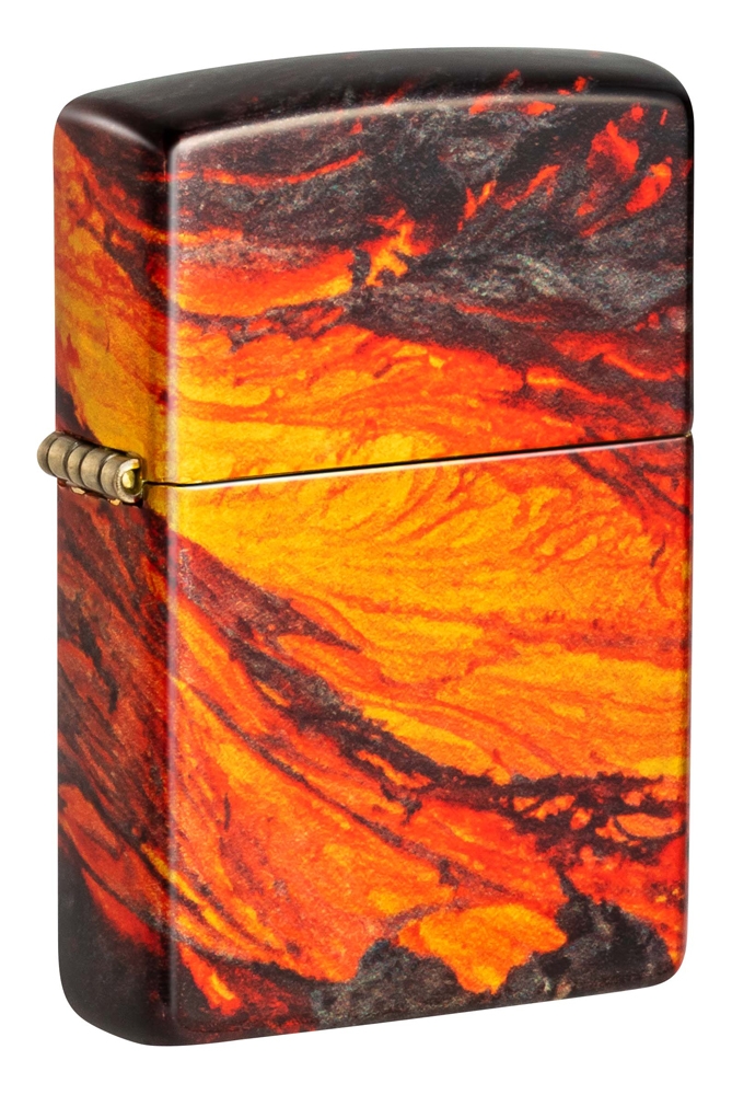 Зажигалка ZIPPO Lava Flow с покрытием 540 Tumbled Brass, латунь/сталь, оранжевая, 38x13x57 мм, оранжевый