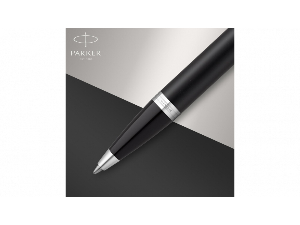 Ручка шариковая Parker IM, черный, серебристый, металл