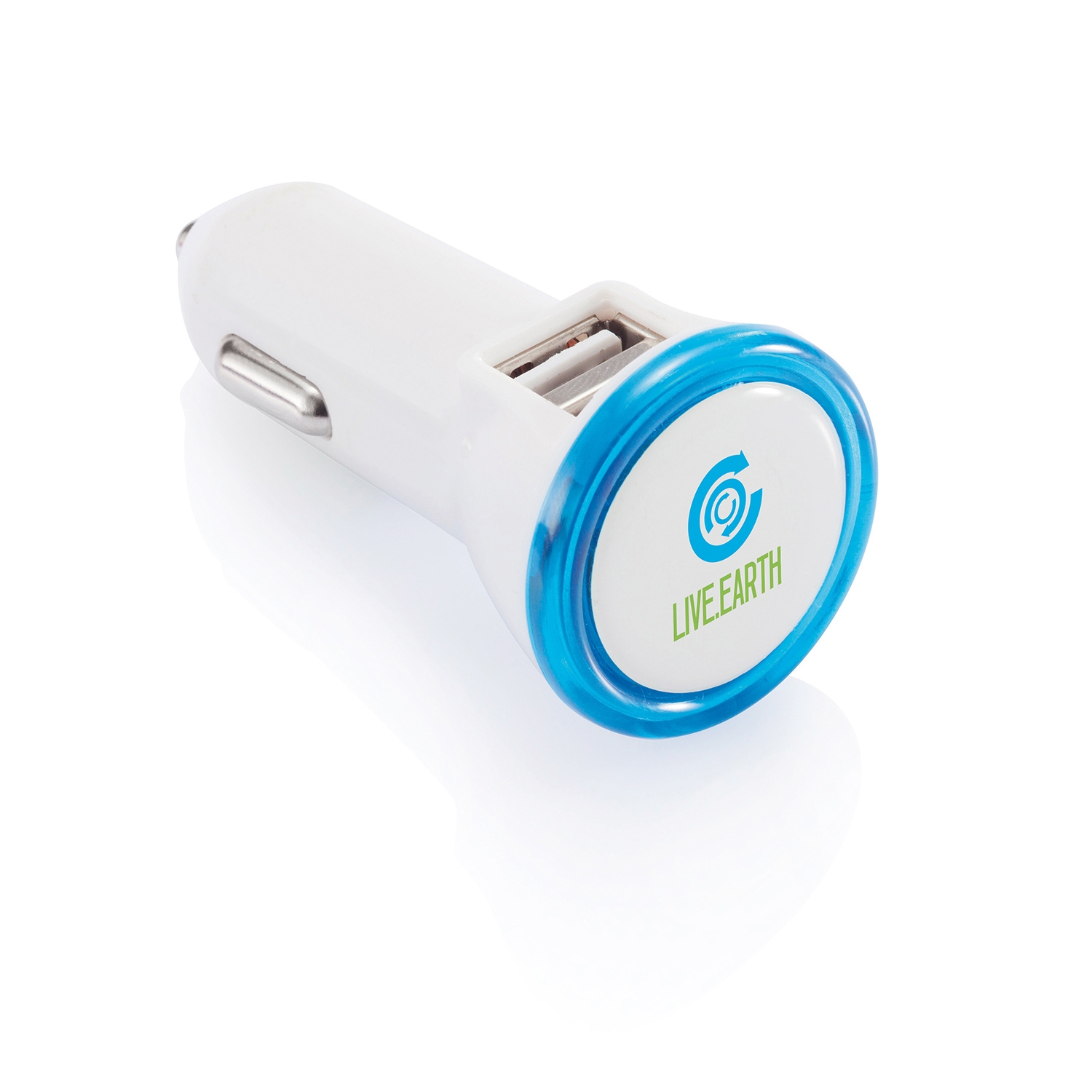 Мощное автомобильное зарядное устройство с 2 USB-портами, белый; синий, abs