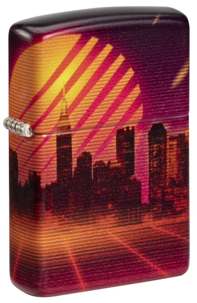 Зажигалка ZIPPO Cyber City с покрытием 540 Matte, латунь/сталь, оранжевая 38x13x57 мм, оранжевый