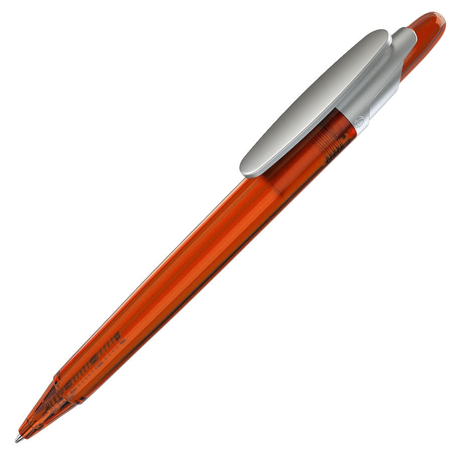 OTTO FROST SAT, ручка шариковая, фростированный оранжевый/серебристый клип, пластик, оранжевый, серебристый, пластик