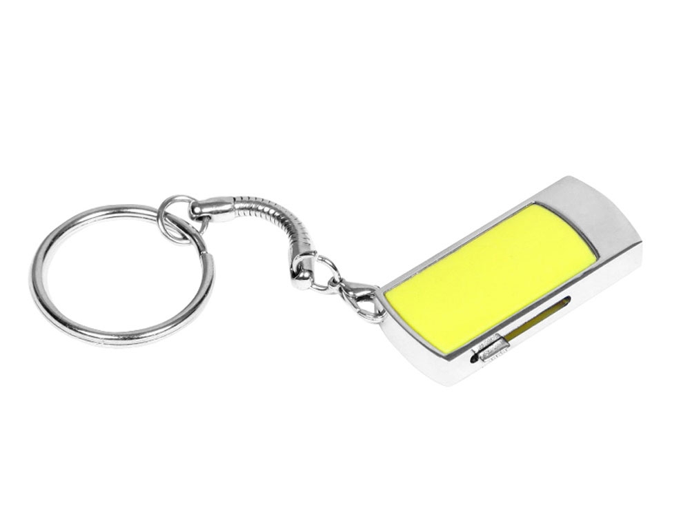 USB 2.0- флешка на 8 Гб с выдвижным механизмом и мини чипом, желтый, серебристый, металл