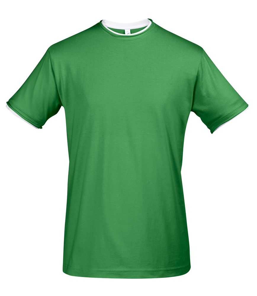 Футболка мужская с контрастной отделкой Madison 170, ярко-зеленый/белый, зеленый, белый, хлопок