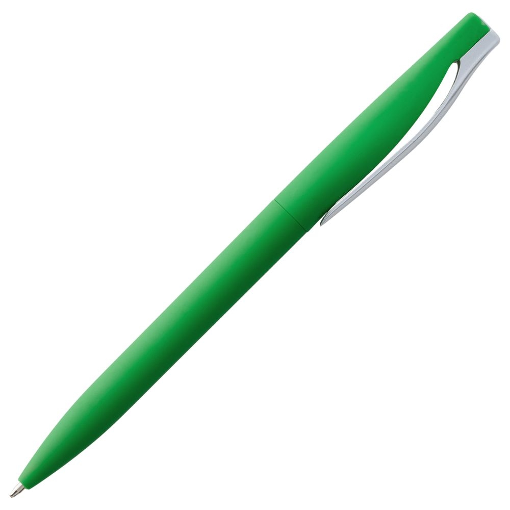 Ручка шариковая Pin Soft Touch, зеленая, зеленый, пластик; покрытие софт-тач