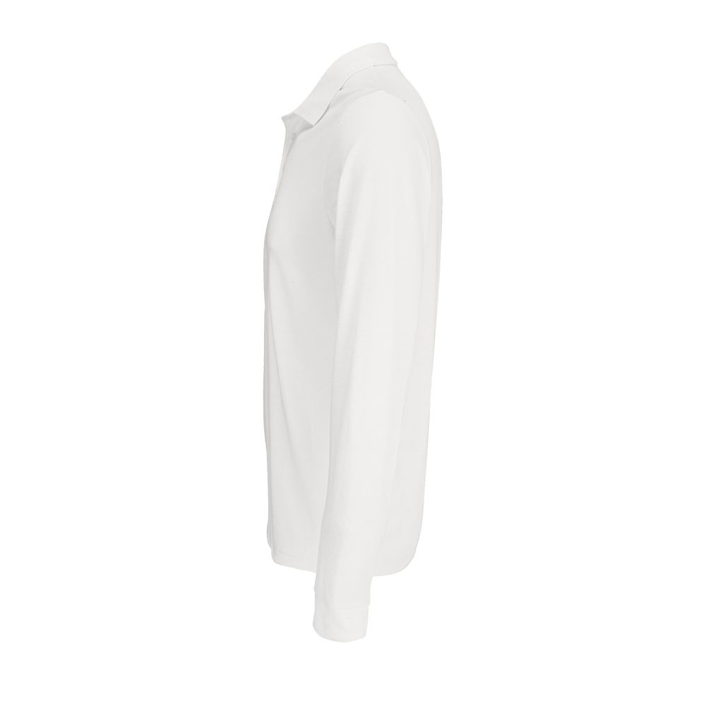 Рубашка поло с длинным рукавом Prime LSL, белая, белый, полиэстер 65%; хлопок 35%, плотность 200 г/м²; пике