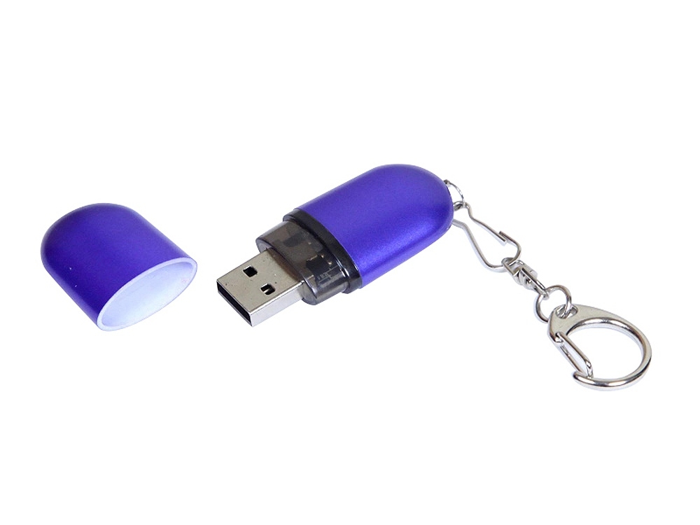 USB 2.0- флешка промо на 16 Гб каплевидной формы, синий, пластик