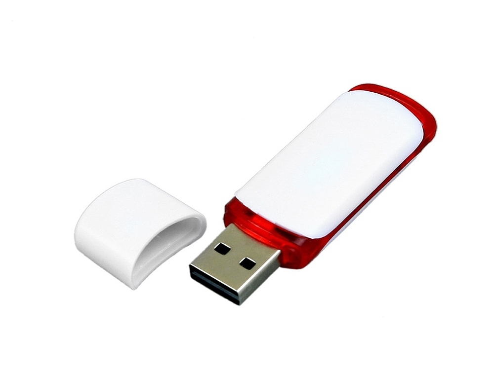 USB 3.0- флешка на 128 Гб с цветными вставками, белый, красный, пластик
