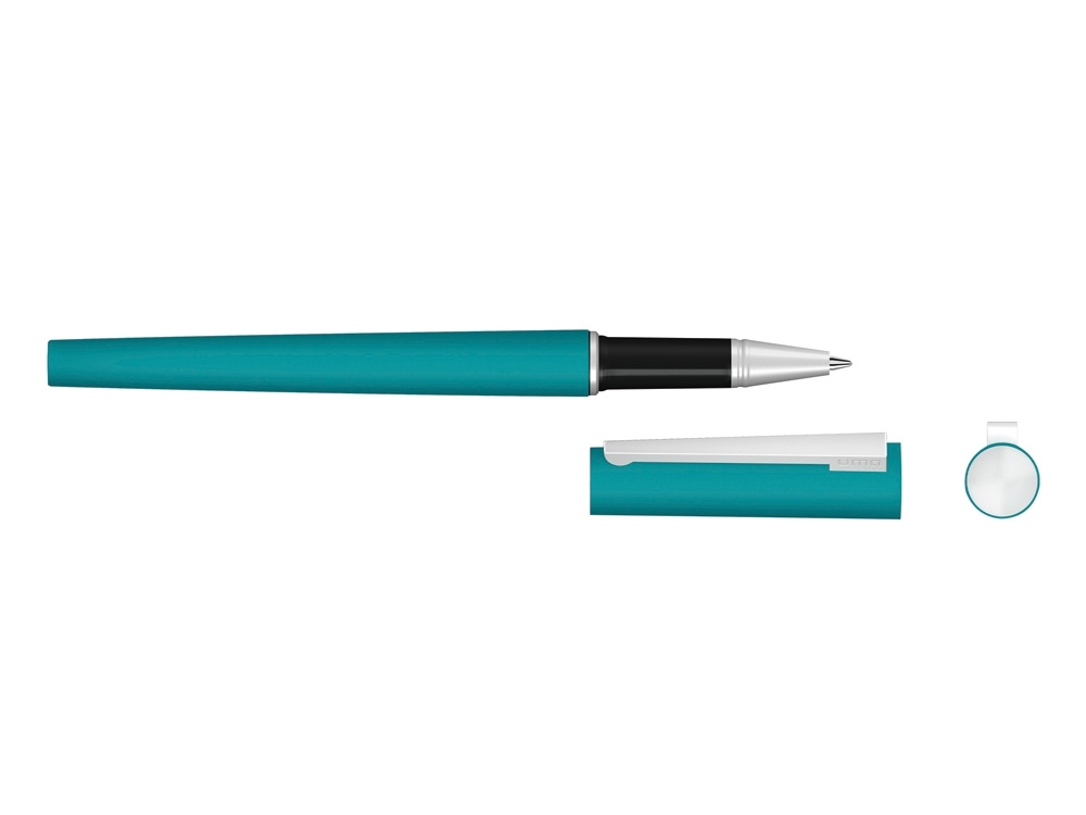 Ручка металлическая роллер «Brush R GUM» soft-touch с зеркальной гравировкой, бирюзовый, soft touch