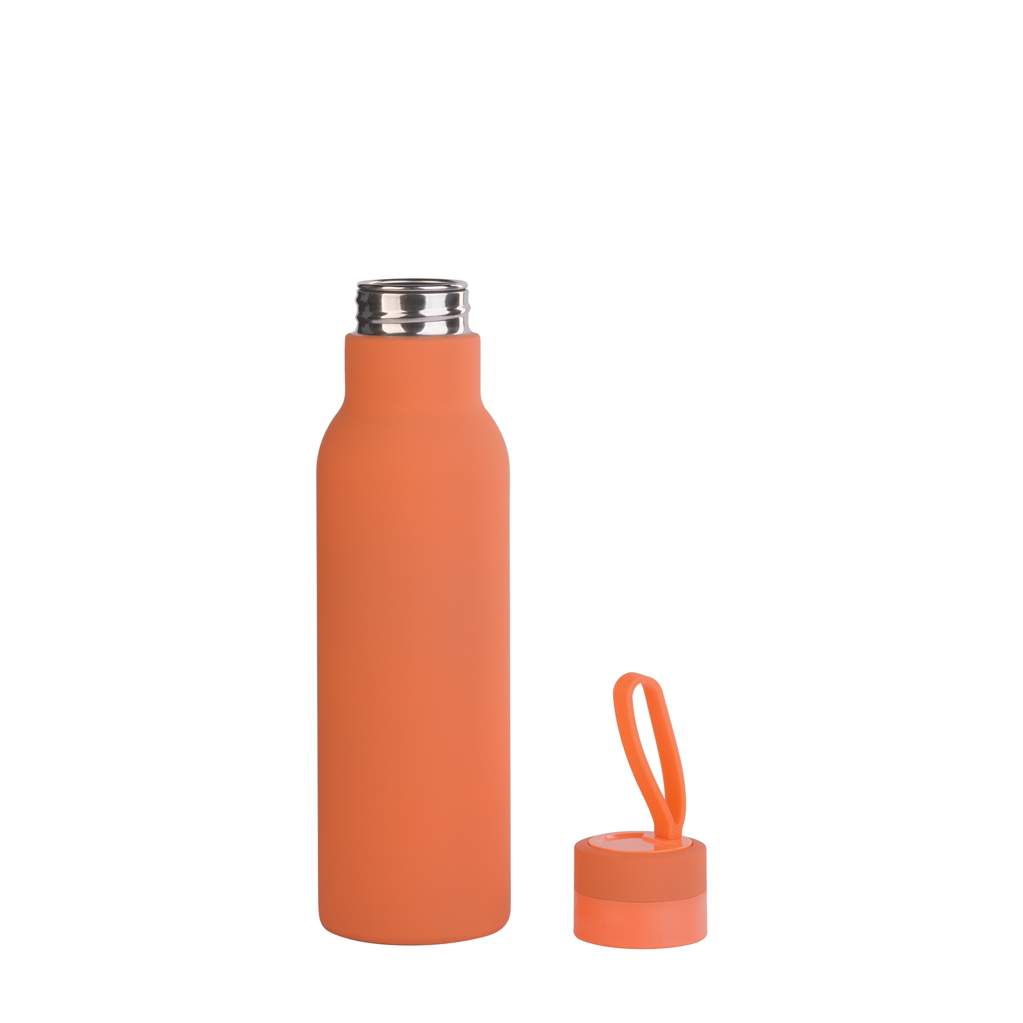 Бутылка для воды "Фитнес" 700 мл, покрытие soft touch, оранжевый, нержавеющая сталь/soft touch/пластик