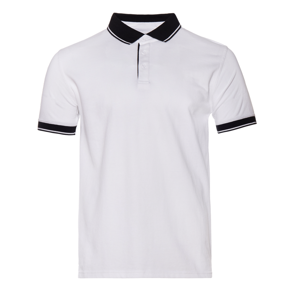 Рубашка поло  мужская STAN с контрастными деталями хлопок/полиэстер 185, 04С, Белый/Чёрный, белый, 185 гр/м2, хлопок