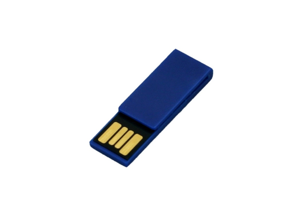 USB 2.0- флешка промо на 16 Гб в виде скрепки, синий, пластик