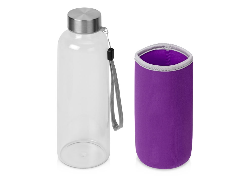 Бутылка для воды «Pure» c чехлом, фиолетовый, прозрачный, неопрен