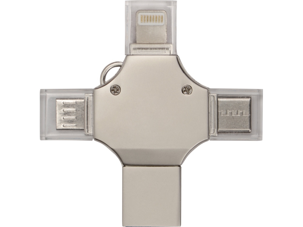 USB-флешка 3.0 на 32 Гб 4-в-1 «Ultra» в подарочной коробке, серебристый, металл