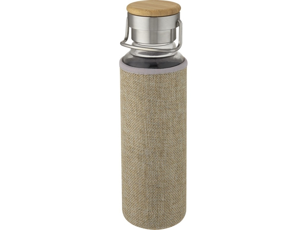 Стеклянная бутылка «Thor» с неопреновым чехлом, натуральный, пластик, бамбук, стекло